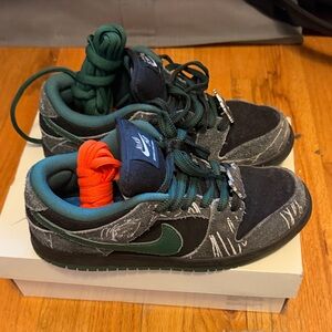 Nike Dunk Low in Black, Green, and Orange